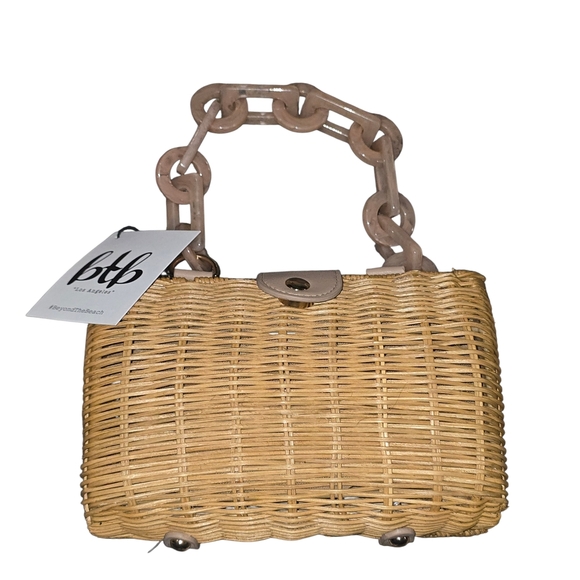 Btb Los Angeles Handbags - BTB Page Clutch Woven Straw Resin Strap 5x8x3 Handbag Purse NWT